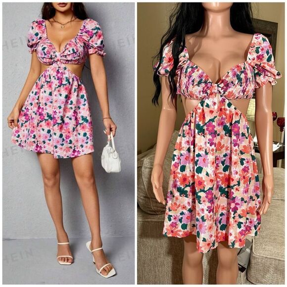 SHEIN Dresses & Skirts - NWT floral vaca open side open back dress